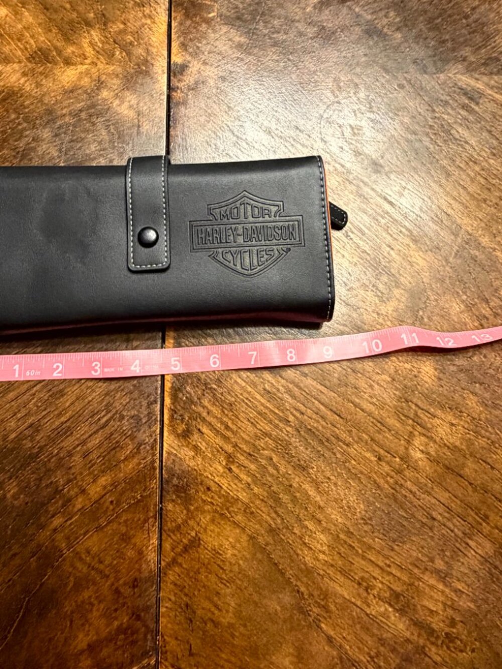 Harley Davidson Motorcycle Wallet Tri Fold Carry All Black and Orange Logo - Picture 5 of 12